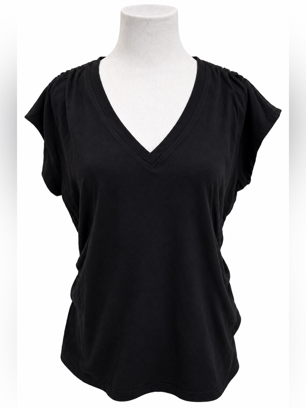 Athleta Black V-Neck Short Sleeve Tee XL